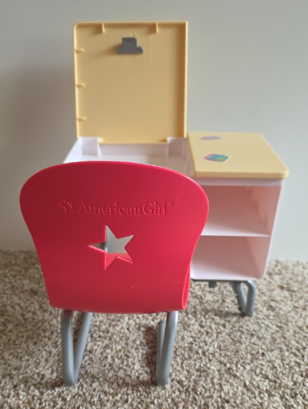 American Girl Truly Me Flip Top School Desk & Pink Chair Set 18" Doll Retired